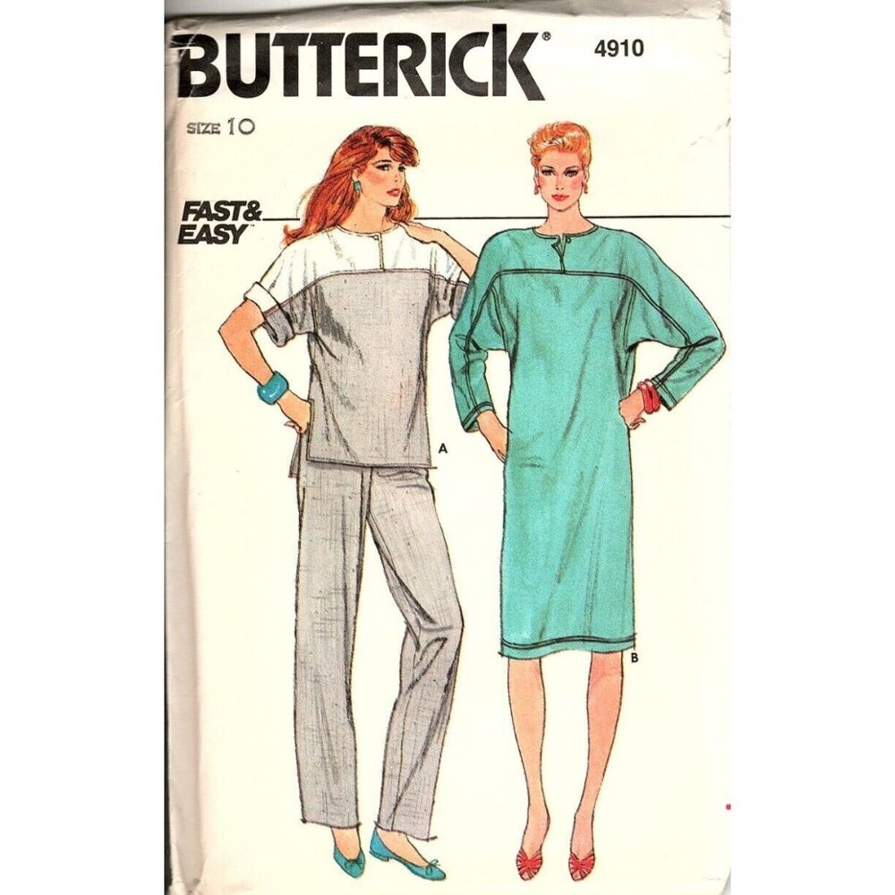 Butterick 4910 Misses 10 Dress, Top and Pants Vintage Uncut Sewing Pattern